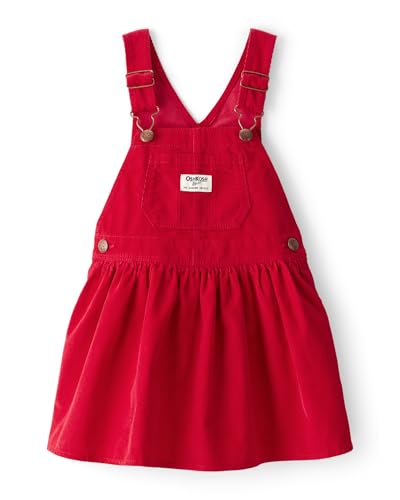 Oshkosh Girls World's Best Overalls, Red Corduroy, 5T