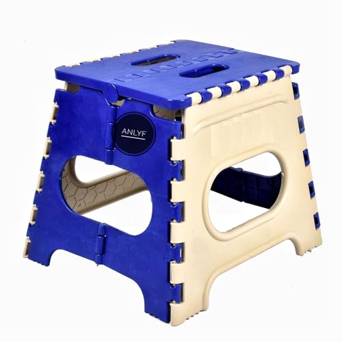 Image of 12 Inch Super Strong Folding Step Stool to Support Adults and Safe Enough for Kids. Opens Easy with One Flip. Great for Kitchen, Bathroom, Bedroom, Kids or Adults (Brown)