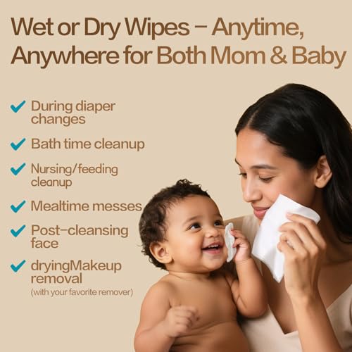 Winner 100% Cotton Dry Wipes, USDA Certified Baby Wipes, 33% Thicker & Ultra Soft, Hypoallergenic & Unscented for Baby Sensitive Skin, Wet/Dry for Diaper Changes, Meals & Cleanup, 240ct, Pack of 3