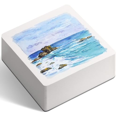 FLUNBRATO Watercolor Paper 80 Sheets 4.7 x 4.7 Inch 100% Cotton Cold Press Acid Free 140LB 300GSM Glue Binding Tearable Water Color Block Mixed Media for Practicing Watercolor Painting Drawing