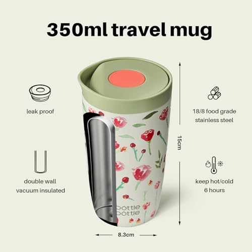 BOTTLE BOTTLE Thermobecher 350ml für Kaffee oder Tee, auslaufsicher und Easy Quick-Press-Verschluss, Isolierbecher Travel Mug Classic Grande (Verdena) 3