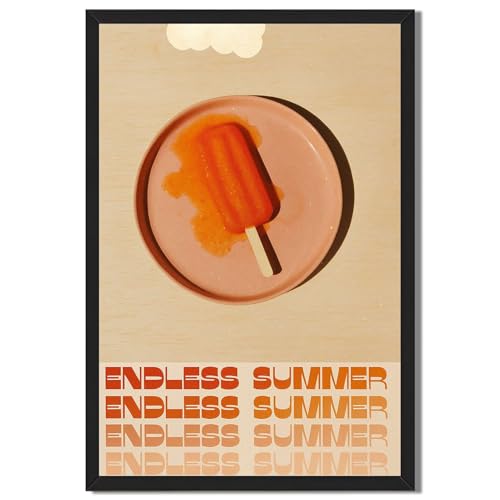 Framed Orange Popsicle Poster Canvas Print Art, Contemporary Trendy Wall