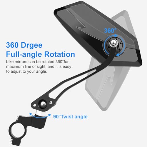 Diyife Bike Mirror 1 Pair, [New Version] HD Wide Angle Large