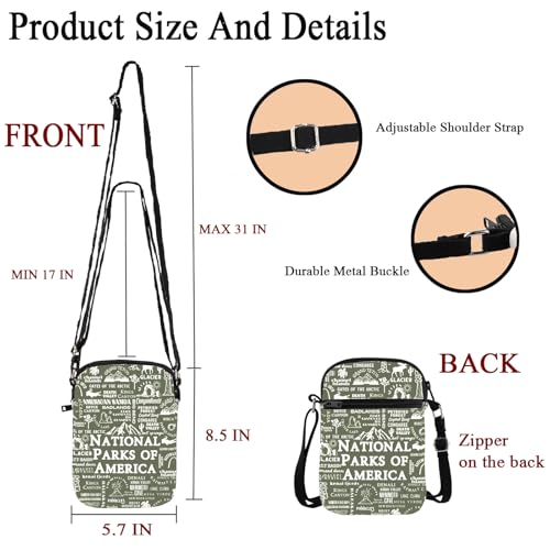 POFULL National Parks Checklist Gift Traveler Merch National Park Hiking Gift National Parks Of America Crossbody Bag2