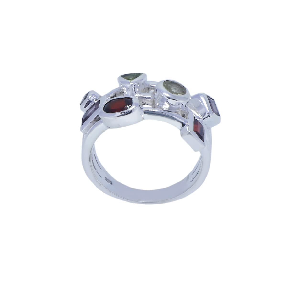 Bella pietra preziosa multi forma sfaccettata multi colore multi pietra anelli in argento sterling 925 - Vml articoli più venduti regalo per amico maggior parte degli anelli MUL-FC-908-8it