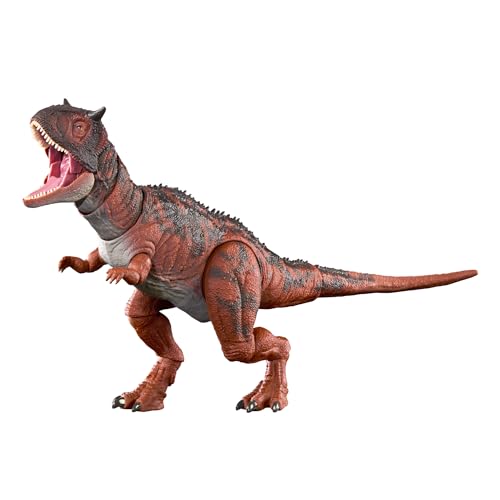 Mattel Jurasicc World Carnotaurus Colección Hammond Figura de acción dinosaurio coleccionable articulado, juguete +8 años, HTK44