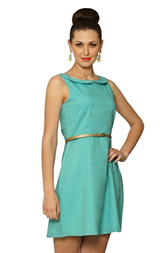 Image of Miss Chase Women's Mint Blue Collared Skater Dress