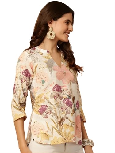 Image of Women's Short Kurti in TopsTunic Rayon Cotton Blend | Ladies Ethnic Tunic