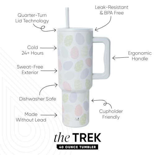 Image of Simple Modern Easter 40 oz Trek Tumbler with Handle and Straw Lid | Cup Holder Friendly Insulated Stainless Steel Travel Mug | Easter Eggs