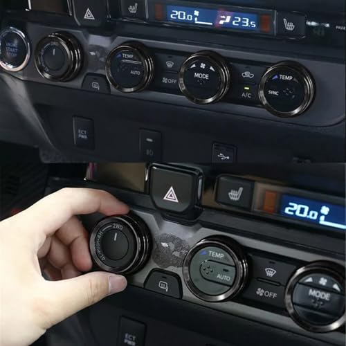 Image of Aluminum Alloy AC Knob Covers Kit for Toyota Tacoma 2016-2023 (4pcs Black) - HVAC Control Button Covers, Metal Air Conditioner Dial Covers, Durable Interior Upgrade Accessories