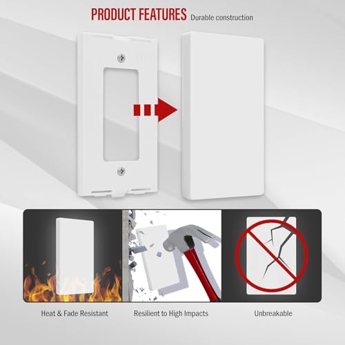 Image of MX Blank Dummy Cover Plate for Modular Socket Systems, 1 Module 11.5x45 mm White Faceplate, Wall Mount Cover for Electrical and AV Installations, Pack of 2