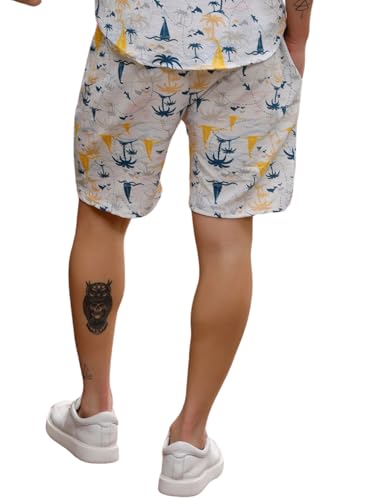 Image of Zilcon Men's Casual Shorts Printed Fabric Drawstring Summer Beach Shorts