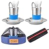 Camping Dinnerware Set Stainless - Camping Mess Kit Includes Cups, Bowls, Dishes, Knives, Forks, Spoons, Etc, Camping Tableware Set with Mesh Bag is Easy to Carry（2-Person Set Blue） #5