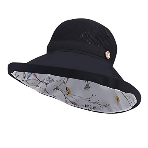 Sunnywill Ladies Women Casual Wide Brimmed Floppy Foldable Beach Hat Black