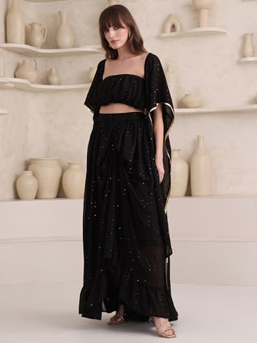 Image of PURVAJA Women's Maxi Fit & Flare Viscose Ethnic Co-Ords