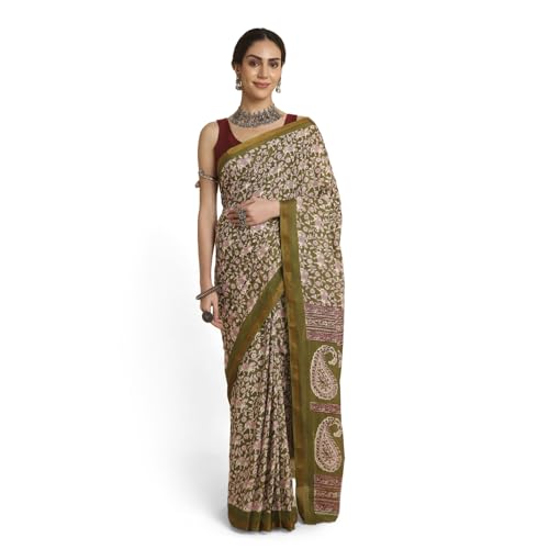 Image of RATAN Women's Pure Soft Cotton Saree with Blouse Piece | Lightweight Breathable Daily Wear Cotton Saree | Traditional Printed Saree for Office Casual & Summer Wear