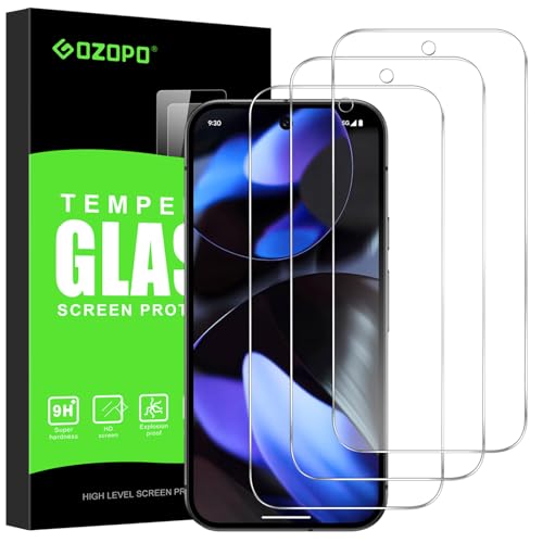 GOZOPO 3 Pack Screen Protector for Google Pixel 9, Fingerprint Unlock, Tempered Glass Protective...