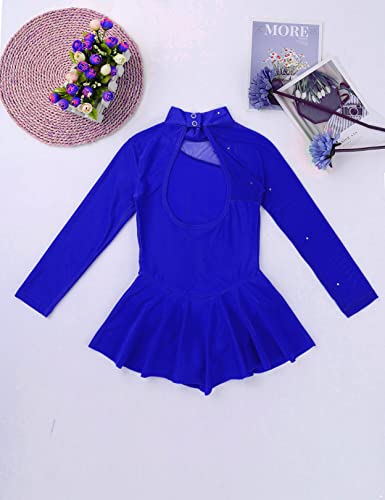 Nikiikoo Kids Girls Figure Ice Skating Dress Cutout Back Roller Skating Ballet Dance Tutu Skirted Leotard Royal Blue 6 Years #TOP3