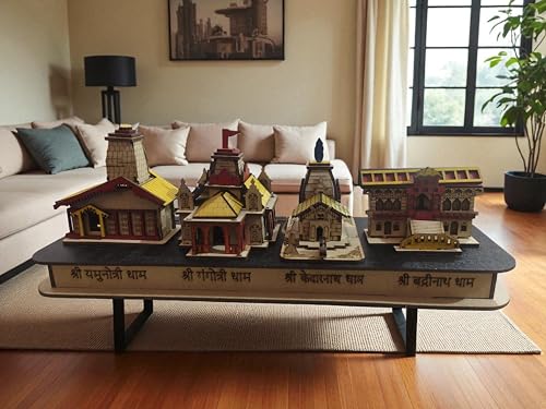 Image of Char Dham Temple In 3D Model MDF Wood, Kedarnath, Badrinath, Gangotri, Yamunotri, For Home, Office, Decor,Multicolour