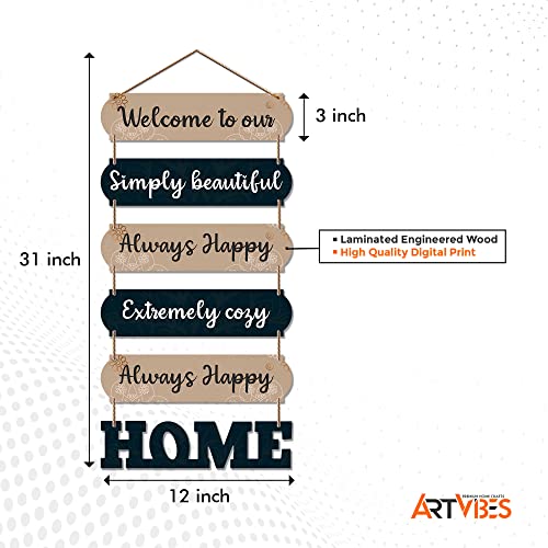 Artvibes Home Quote Decorative Wall Art MDF Wooden Wall Hanger for Livingroom | Bedroom | Gifts | Home Decoration | Modern Decor Items | Artworks Wall Hangings Ornaments (WH_6609N), Set of 6