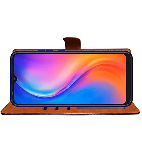 Image of Flip Cover Back Case for Tecno Spark Go (2020) | Premium Leather Finish | Inbuilt Pockets & Stand | Flip Cover Back Case for Tecno Spark Go (2020) (CamelBlue)