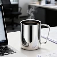2 Stück Edelstahlbecher, Doppelwandige Becher Mit Henkel, Edelstahl Thermobecher 500ml, Thermo Tasse Für Kaffee, Milch, Saft, Tee Und Andere Kalte Oder Heiße Getränke (Silberfarben) – Ansicht 5