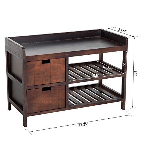 Homcom Shoe Cabinet, Wooden Storage Bench With Cushion, Entryway Rack With Drawers, Open Shelves, Country White #TOP2