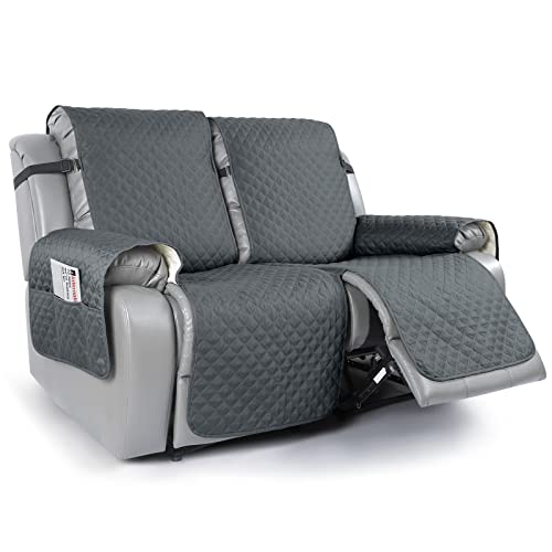 Image of TAOCOCO Recliner Sofa Covers 2 Seater,Recliner Chair Covers,Washable Recliner Slipcovers with Pockets,Non-slip Recliner Protectors with Adjustable Elastic Strap(Dark Grey)