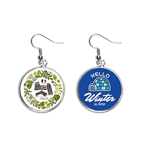 Pendientes de Italia con el Coliseo y Rialto joyas de invierno