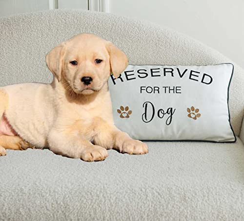 Decopow Embroidered Throw Pillow Cover,Lumbar Pillow Cover With Funny Reserved For The Dog 12X20 Inches,Cover Only #TOP1