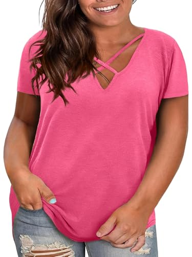 T-shirt rose femme Cicy Bell taille 2L haut manches courtes col rond