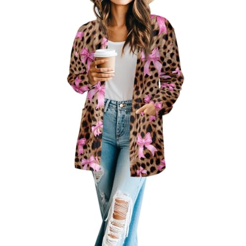 Image of Forchrinse Red Ladybug Cardigan for Women Causal Long Sleeve Open Front Cardigans Sweater Fashion 2024 Fall Coat with Pockets