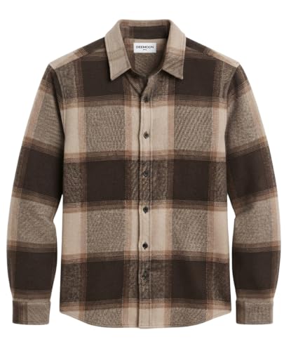 Image of DEEMOON Men's Premium Cotton Flannel Checkered Shirt | Full Sleeve Plaid Casual Button-Down Shirt | Soft Brushed Winter & Autumn Regular Fit, Office & Travel (Available in Plus Size)