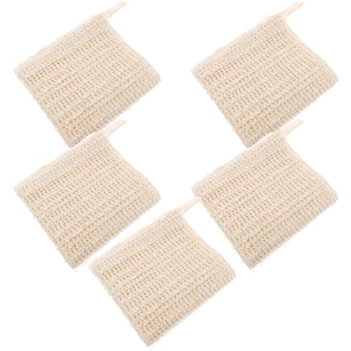 FOMIYES Toallas de Algodón y Lino para Lavarse la Cara y Baño, Paquete de 5 Unidades, Toallas Exfoliantes Naturales para Manos y Cuerpo, Material de Fibra de Yute, Multiusos para Limpieza