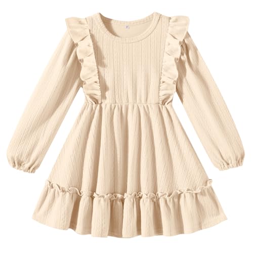 Toddler Baby Girl Dress Girls Sweater Dresses Ruffle Ribbed Knit Long Sleeve Swing Fall Winter Clothes Christmas