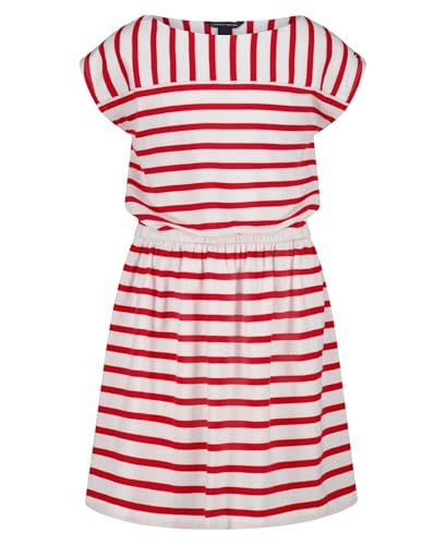 Tommy Hilfiger Girls' Short Sleeve Jersey Dress, Relaxed Fit with Cinched Waist, Tommy Red Stripe, 16