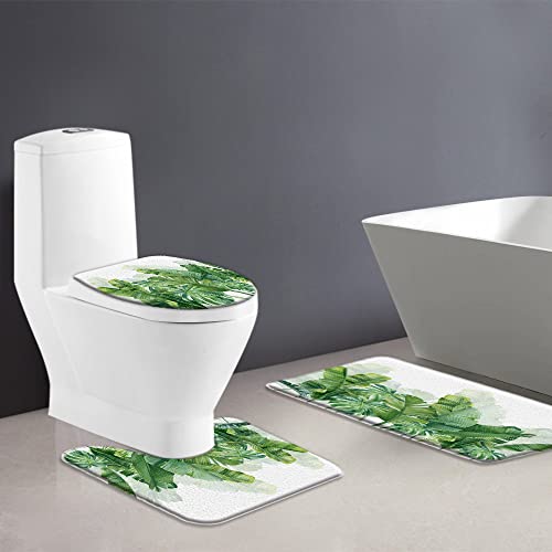 Palm Leaf Shower Curtain Tropical Banana Leaf Sage Green Monstera Leaves Summer Jungle Plant Rainforest Botanical Decor Fabric Bathroom Curtain With Hook #TOP5