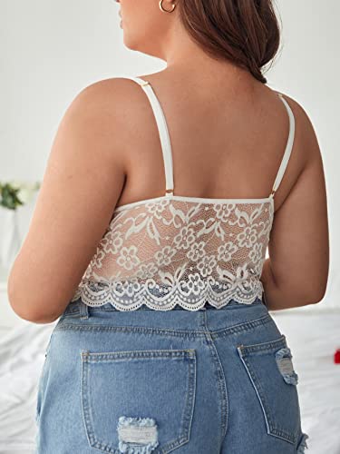 Image of SOLY HUX Women's Plus Size Sexy Floral Lace Scalloped Trim Wireless Bra Adjustable Strap V Neck Everyday Bralette