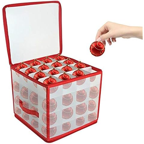 DEENZ 64 Bauble Storage Box with Zip Top Cover