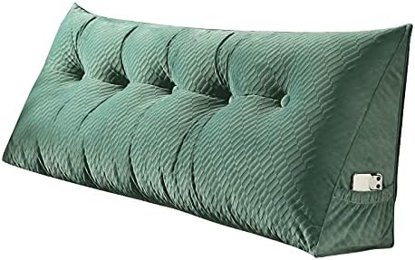 Shxime Large Triangular Headboard Triangular Reading Bed Rest Pillow Daybed Backrest Support Cushion (Light Green, 59"x8"x20")
