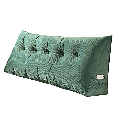 Shxime Large Triangular Headboard Triangular Reading Bed Rest Pillow Daybed Backrest Support Cushion (Light Green, 59"X8"X20") #TOP1