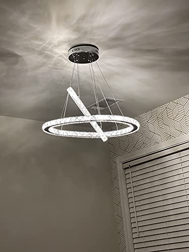 Image of Crystal Glass Ceiling Stainless Steel Chandelier with Glass Bead &Sparkling K9 Crystal Lamp - 6 Yellow Light A10