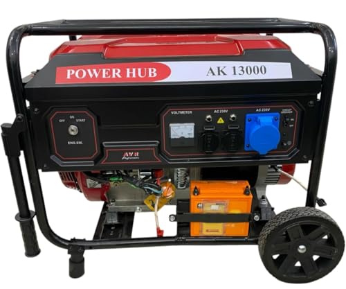 Image of POWER HUB AK13000-10000 Watts OR 10KW Powered Self Start With Heavy Duty Engine|Home & Commercial Use|Single Phase|Petrol Generator|Life Time Spare Support & Service|1 Year Full Warranty