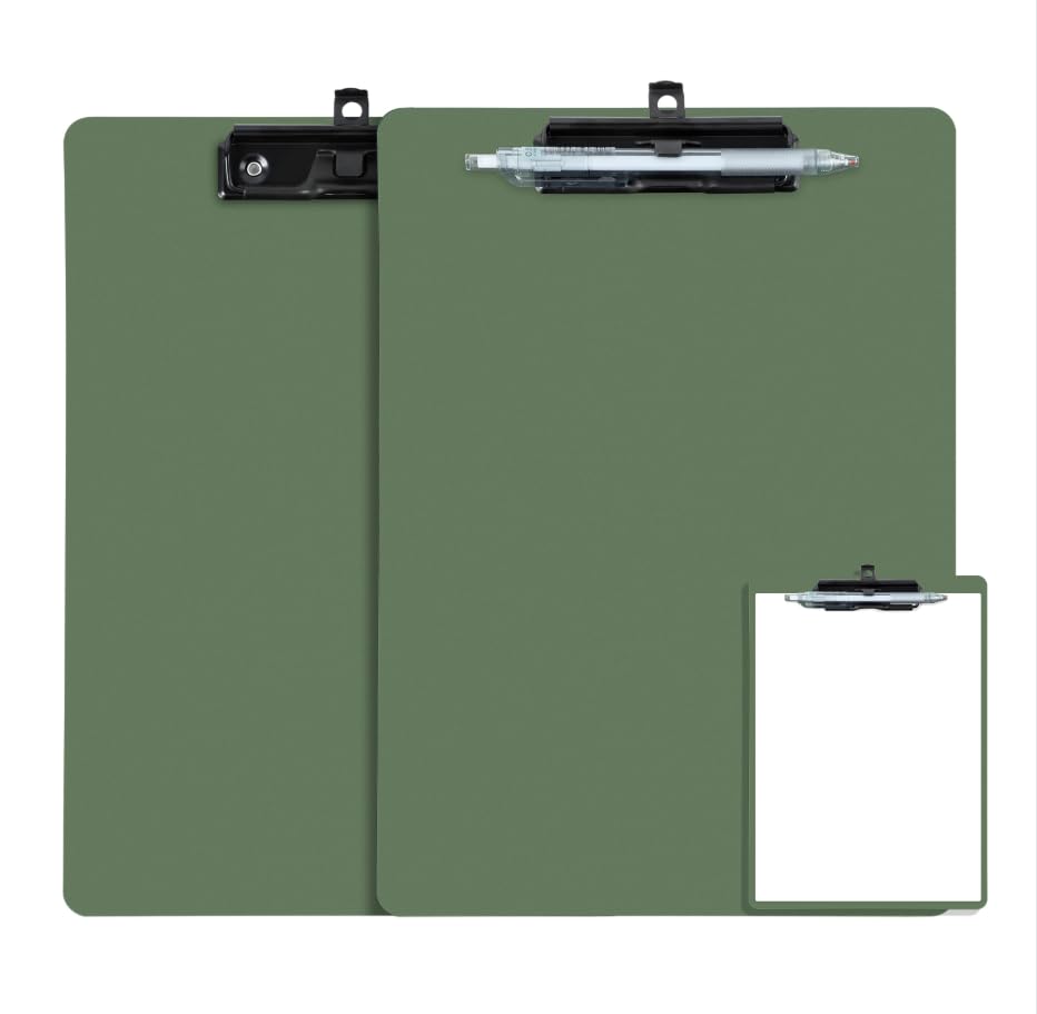 FRETONBA クリップボード A4 バインダー 軽量 携帯便利 クリップファイル ペンホルダー付き 会議用 (グリーン 2個入り)