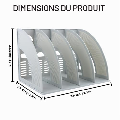 heavenlife Classeur de Bureau Vertical, Rangement bureau Porte Document en Plastique, 4 Compartiments Porte-Revues Support Organiseur de Bureau, porte-Dossier pour Cahier Magazine Papier A4 Livre CD – vue 2