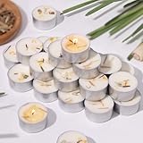 48 Pcs 6H Citronella Tealight Candles Indoor Outdoor, Decorative Scented Tealight Candles with 100% Palm Wax Base & Dried Lemongrass, Smokeless for Patio, Home, Outside Use