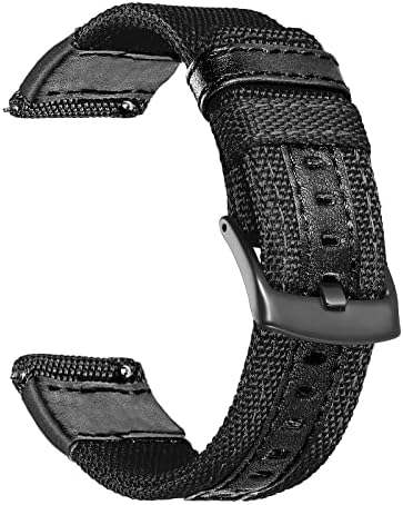 Olytop Galaxy Watch 3 Band 45mm/46mm Bands/Gear S3 Frontier Bands - 22mm Quick Release Premium Nylon with Leather Strap Wrist Band for Samsung Gear S3 Frontier / Classic Smartwatch -Black