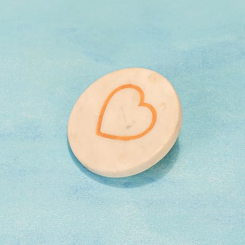 Image of Ireka Home Cupid's Touch Marble Coaster Set of 4 - Premium Golden Heart Engraved Design | Table & Drink Coasters Tea Cups, Coffee Mugs and Glasses