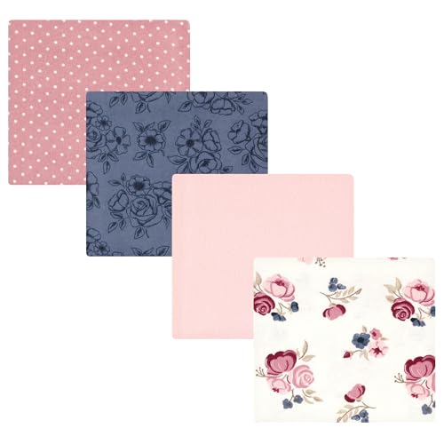 Image of Hudson Baby Unisex Baby Cotton Poly Flannel Receiving Blankets, Dusty Rose Floral, One Size