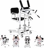 UIBAO Hydraulischer Patientenlifter für Senioren Zuhause,Höhenverstellbarer Badezimmerrollstuhl (41-65cm) mit Rückenhebehilfe,360° Feststellrädern,180° geteiltem Sitz,200kg Tragkraft Black